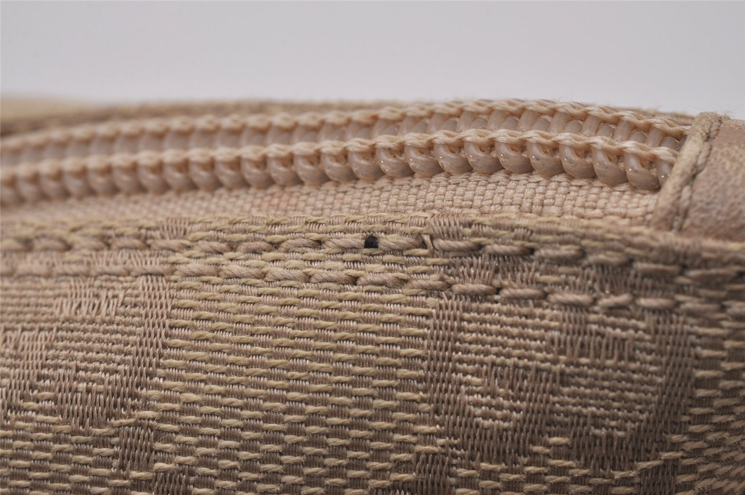 Authentic GUCCI Vintage Hand Bag Pouch Purse GG Canvas Leather 07198 Beige 5621I