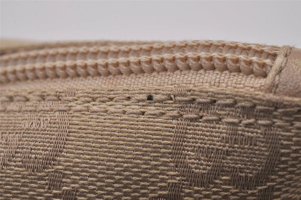 Authentic GUCCI Vintage Hand Bag Pouch Purse GG Canvas Leather 07198 Beige 5621I