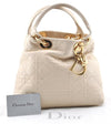 Authentic Christian Dior Diorissimo Cannage Hand Bag Leather White CD 5624I