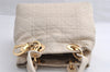 Authentic Christian Dior Diorissimo Cannage Hand Bag Leather White CD 5624I