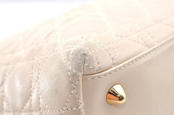 Authentic Christian Dior Diorissimo Cannage Hand Bag Leather White CD 5624I