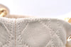 Authentic Christian Dior Diorissimo Cannage Hand Bag Leather White CD 5624I