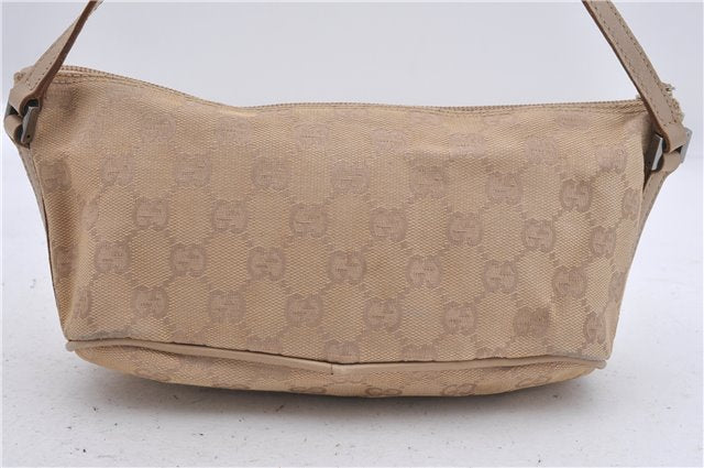 Authentic GUCCI Hand Bag Pouch Purse GG Canvas Leather 07198 Beige 5625D