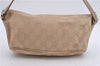 Authentic GUCCI Hand Bag Pouch Purse GG Canvas Leather 07198 Beige 5625D