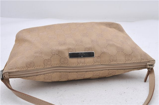 Authentic GUCCI Hand Bag Pouch Purse GG Canvas Leather 07198 Beige 5625D