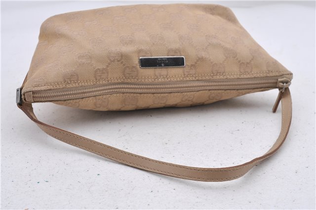 Authentic GUCCI Hand Bag Pouch Purse GG Canvas Leather 07198 Beige 5625D