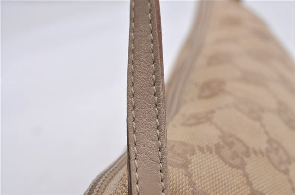 Authentic GUCCI Hand Bag Pouch Purse GG Canvas Leather 07198 Beige 5625D