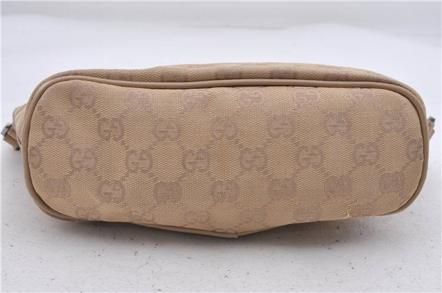 Authentic GUCCI Hand Bag Pouch Purse GG Canvas Leather 07198 Beige 5625D