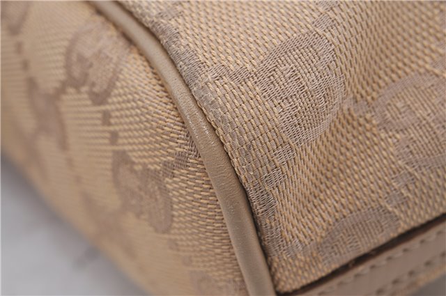Authentic GUCCI Hand Bag Pouch Purse GG Canvas Leather 07198 Beige 5625D