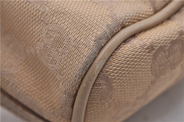 Authentic GUCCI Hand Bag Pouch Purse GG Canvas Leather 07198 Beige 5625D