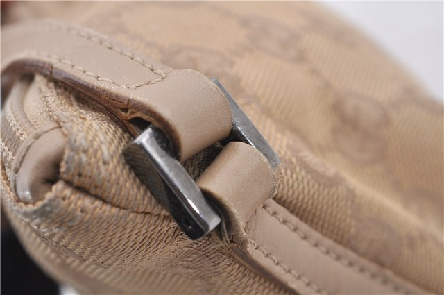 Authentic GUCCI Hand Bag Pouch Purse GG Canvas Leather 07198 Beige 5625D