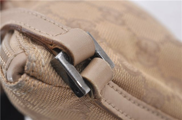 Authentic GUCCI Hand Bag Pouch Purse GG Canvas Leather 07198 Beige 5625D