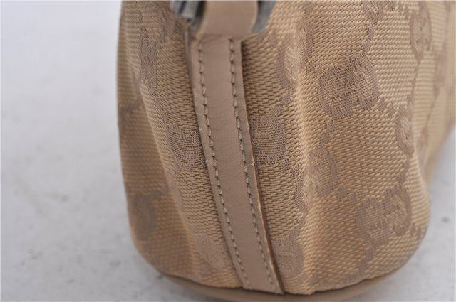 Authentic GUCCI Hand Bag Pouch Purse GG Canvas Leather 07198 Beige 5625D