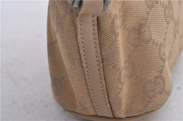 Authentic GUCCI Hand Bag Pouch Purse GG Canvas Leather 07198 Beige 5625D