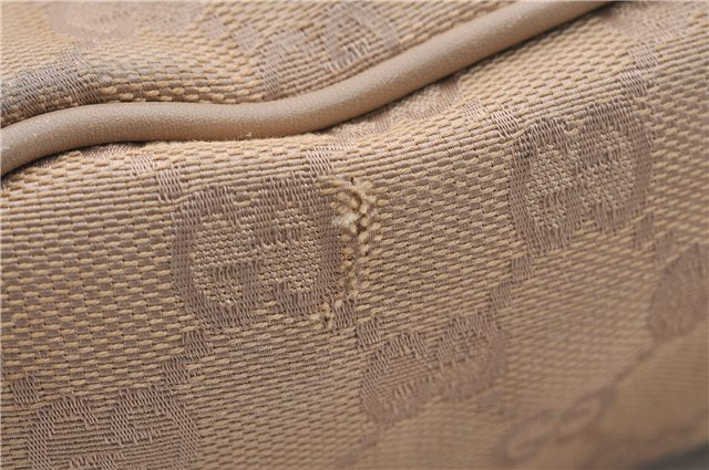 Authentic GUCCI Hand Bag Pouch Purse GG Canvas Leather 07198 Beige 5625D