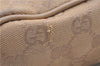 Authentic GUCCI Hand Bag Pouch Purse GG Canvas Leather 07198 Beige 5625D