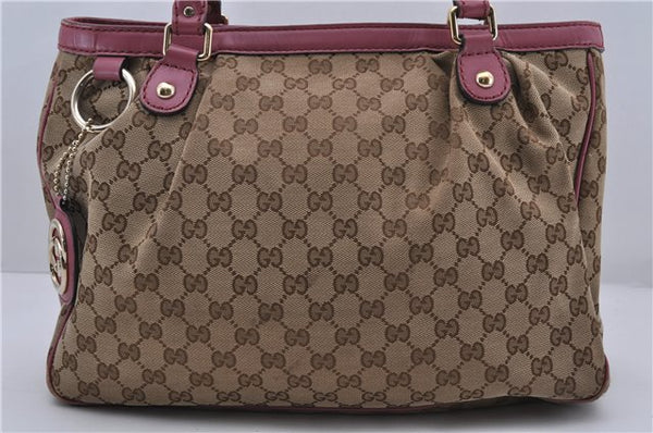 Authentic GUCCI Sukey Tote Bag GG Canvas Leather 296835 Brown Pink 5626C