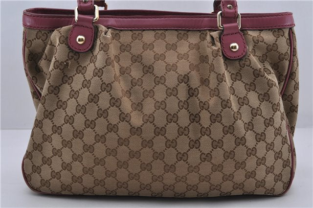 Authentic GUCCI Sukey Tote Bag GG Canvas Leather 296835 Brown Pink 5626C