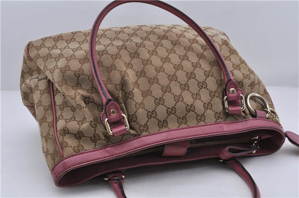 Authentic GUCCI Sukey Tote Bag GG Canvas Leather 296835 Brown Pink 5626C