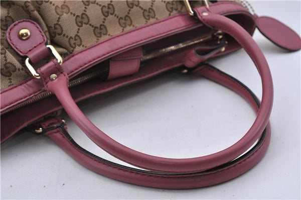 Authentic GUCCI Sukey Tote Bag GG Canvas Leather 296835 Brown Pink 5626C