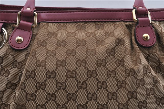 Authentic GUCCI Sukey Tote Bag GG Canvas Leather 296835 Brown Pink 5626C