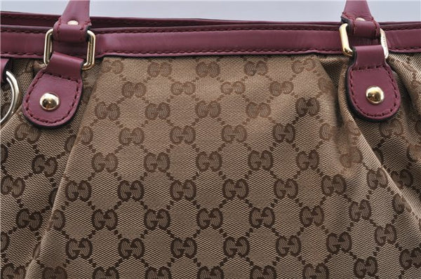 Authentic GUCCI Sukey Tote Bag GG Canvas Leather 296835 Brown Pink 5626C