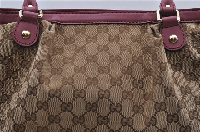 Authentic GUCCI Sukey Tote Bag GG Canvas Leather 296835 Brown Pink 5626C