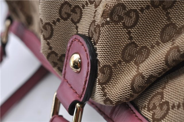 Authentic GUCCI Sukey Tote Bag GG Canvas Leather 296835 Brown Pink 5626C