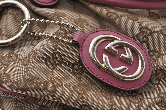 Authentic GUCCI Sukey Tote Bag GG Canvas Leather 296835 Brown Pink 5626C