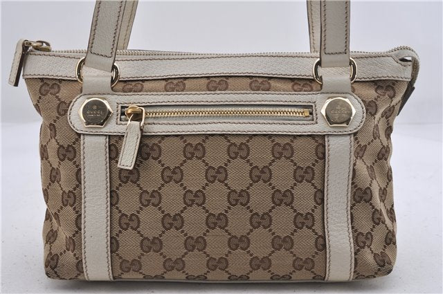 Authentic GUCCI Shoulder Hand Bag GG Canvas Leather 152458 Brown White 5626D