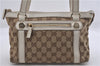Authentic GUCCI Shoulder Hand Bag GG Canvas Leather 152458 Brown White 5626D