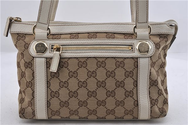 Authentic GUCCI Shoulder Hand Bag GG Canvas Leather 152458 Brown White 5626D