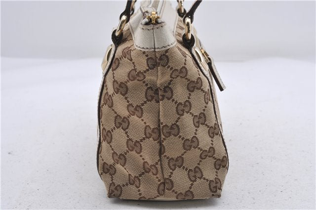 Authentic GUCCI Shoulder Hand Bag GG Canvas Leather 152458 Brown White 5626D