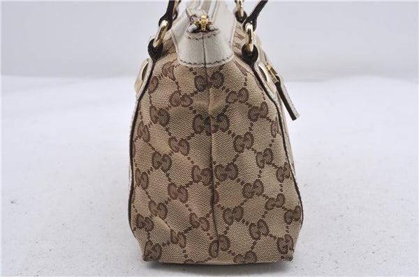 Authentic GUCCI Shoulder Hand Bag GG Canvas Leather 152458 Brown White 5626D