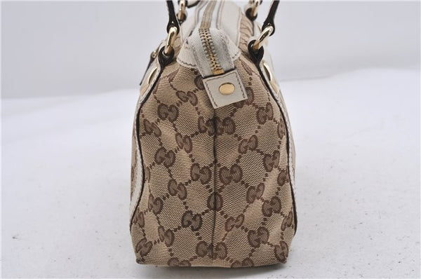 Authentic GUCCI Shoulder Hand Bag GG Canvas Leather 152458 Brown White 5626D