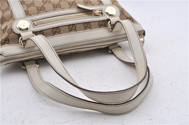 Authentic GUCCI Shoulder Hand Bag GG Canvas Leather 152458 Brown White 5626D