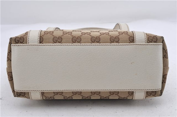 Authentic GUCCI Shoulder Hand Bag GG Canvas Leather 152458 Brown White 5626D