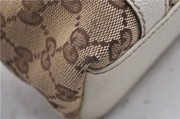 Authentic GUCCI Shoulder Hand Bag GG Canvas Leather 152458 Brown White 5626D