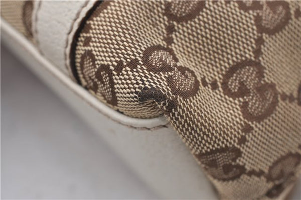 Authentic GUCCI Shoulder Hand Bag GG Canvas Leather 152458 Brown White 5626D