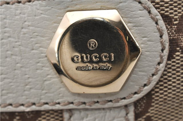 Authentic GUCCI Shoulder Hand Bag GG Canvas Leather 152458 Brown White 5626D