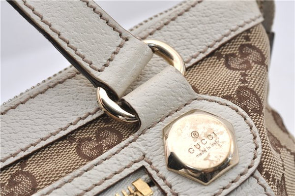 Authentic GUCCI Shoulder Hand Bag GG Canvas Leather 152458 Brown White 5626D