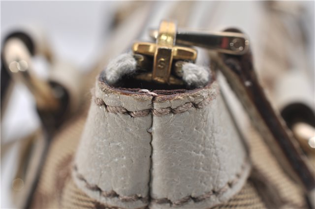 Authentic GUCCI Shoulder Hand Bag GG Canvas Leather 152458 Brown White 5626D