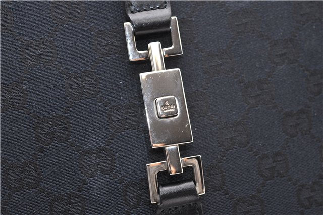 Authentic GUCCI Jackie Shoulder Tote Bag GG Canvas Leather 0021064 Black 5626F