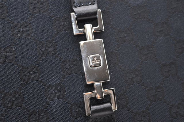 Authentic GUCCI Jackie Shoulder Tote Bag GG Canvas Leather 0021064 Black 5626F