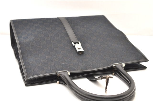 Authentic GUCCI Jackie Shoulder Tote Bag GG Canvas Leather 0021064 Black 5626F