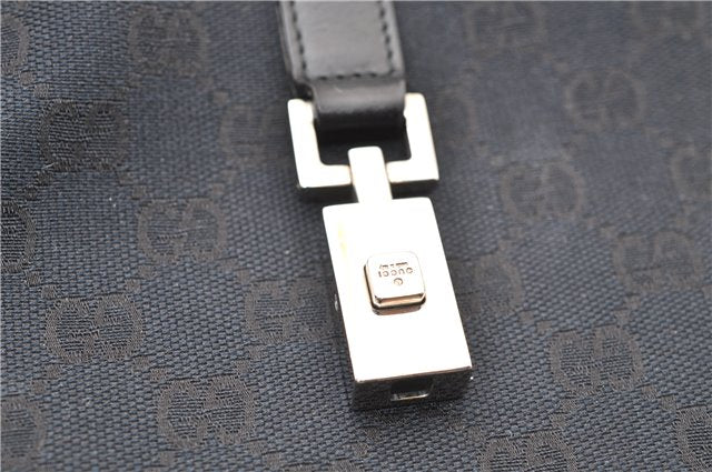 Authentic GUCCI Jackie Shoulder Tote Bag GG Canvas Leather 0021064 Black 5626F