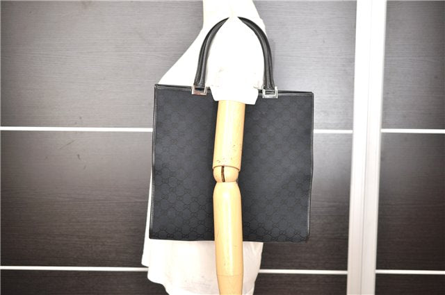 Authentic GUCCI Jackie Shoulder Tote Bag GG Canvas Leather 0021064 Black 5626F