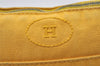 Authentic HERMES Bolide 20 Pouch Cosmetic Canvas Cotton Leather Yellow 5628I