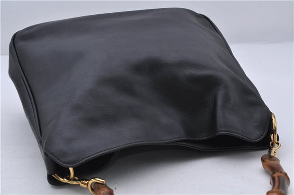 Authentic GUCCI Bamboo Shoulder Bag Purse Nylon Leather Black Junk 5629C
