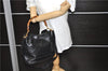 Authentic GUCCI Bamboo Shoulder Bag Purse Nylon Leather Black Junk 5629C